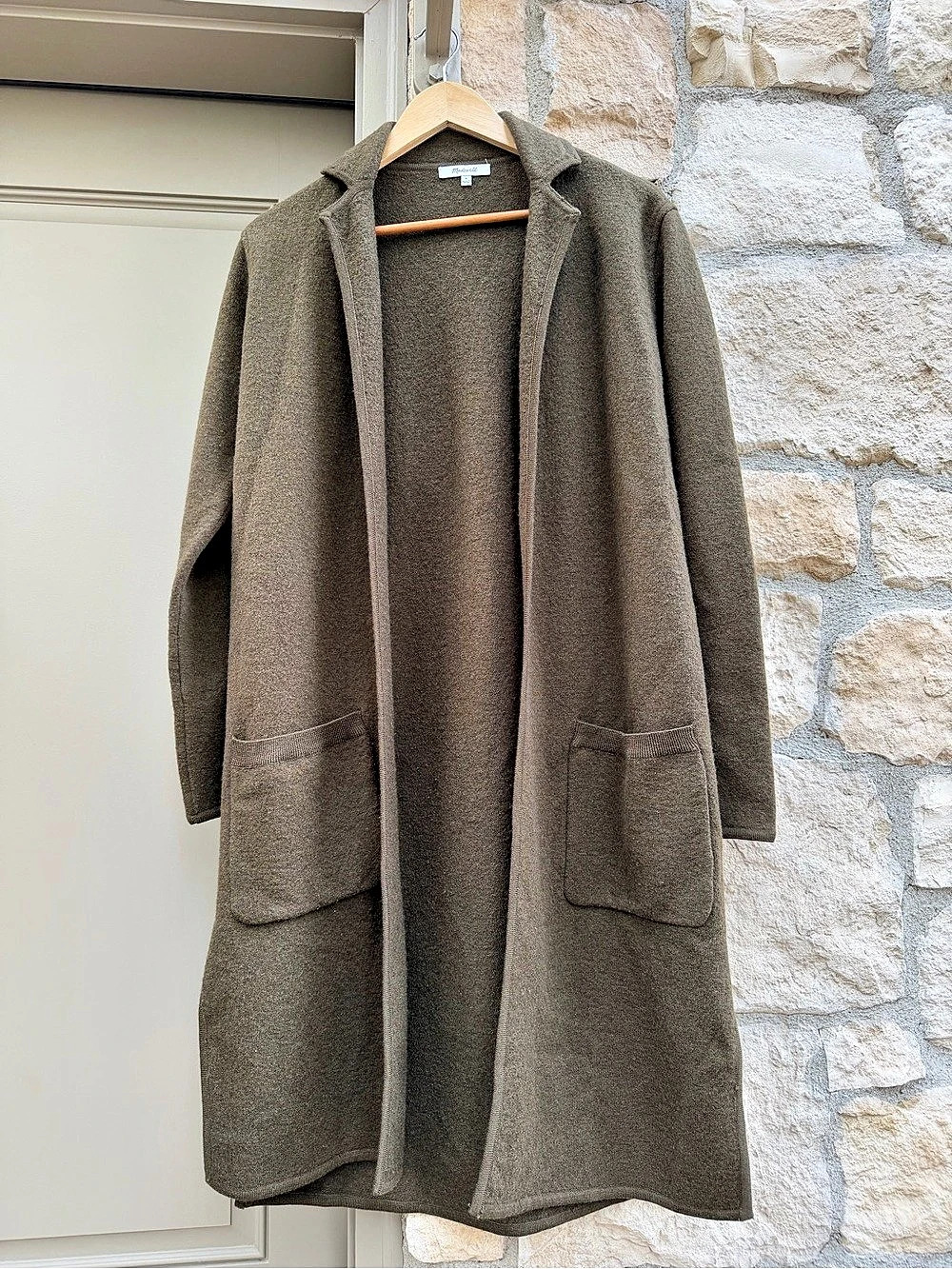 Madewell Camden Sweater-Coat Olive Green/Brown Size Small